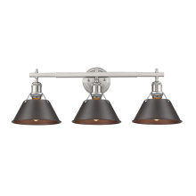 Golden 3306-BA3 PW-RBZ - Yep by Golden Lighting Orwell 3-light Vanity in Pewter and Rubbed Bronze shade